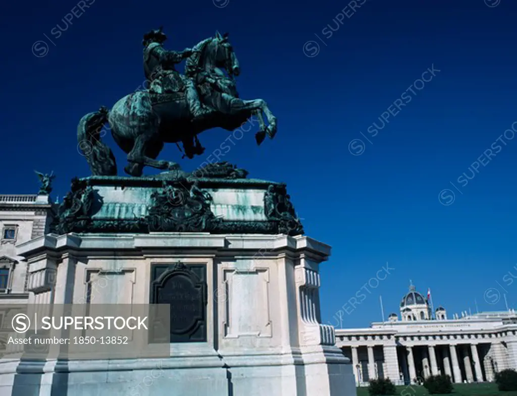 Austria, Vienna, Hofburg Royal Palace. Heroes Square With Equestrian Monument To Prince Eugen Of Savoy