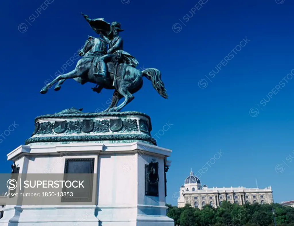 Austria, Vienna, Hofburg Royal Palace. Heroes Square With Equestrian Monument To Archduke Karl