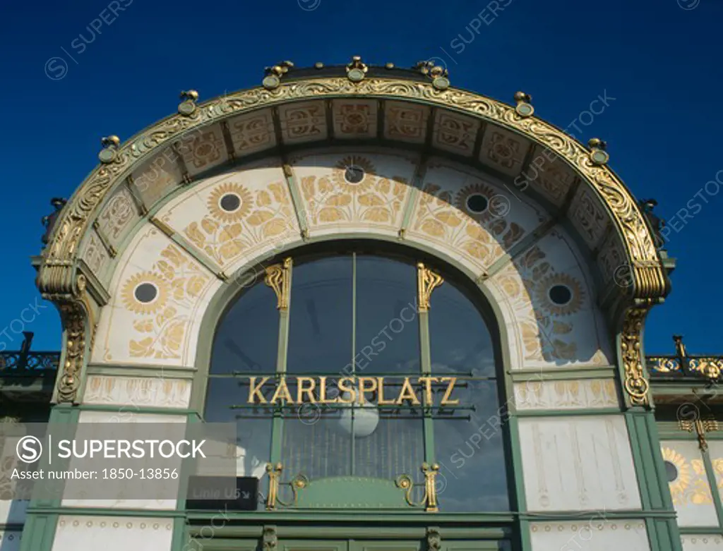 Austria, Vienna, Karlsplatz Pavilion Underground Railway Entrance By Otto Wagner