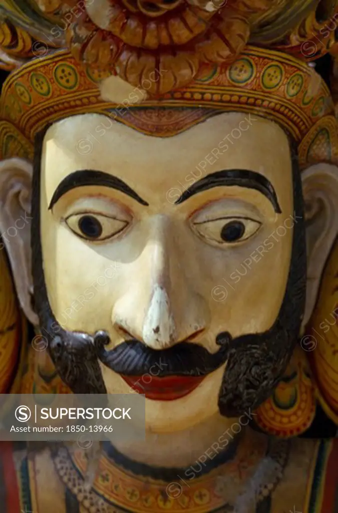 Sri Lanka, Arts, Detail Of Carved And Painted Figure.