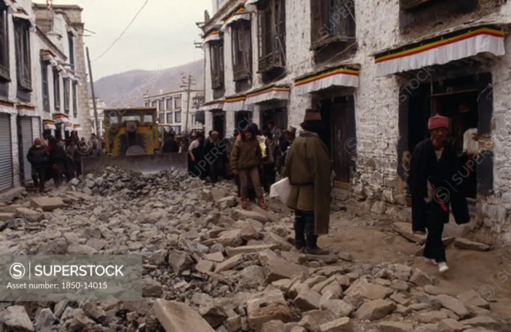 Tibet, Lhasa, The Barkhor Holy Pilgimage Route Destroyed By The Chinese.