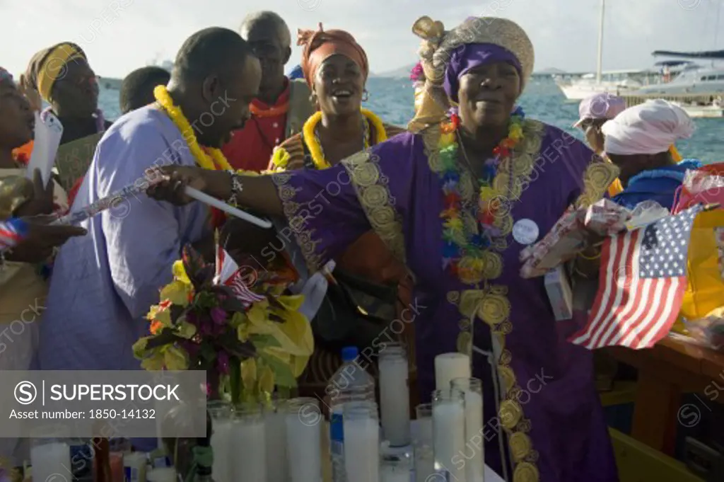 West Indies, St Vincent & The Grenadines, Union Island, Baptist Preacher And Congregation In Clifton At Easter Morning Harbourside Service For Those Lost At Sea