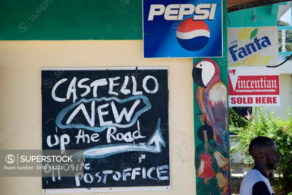 West Indies, St Vincent & The Grenadines, Union Island, Signs On A Clifton Shop