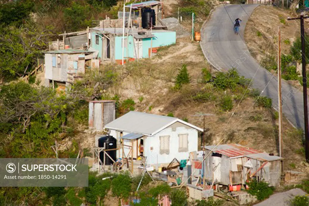 West Indies, St Vincent & The Grenadines, Canouan, Local Hillside Housing In Charlestown