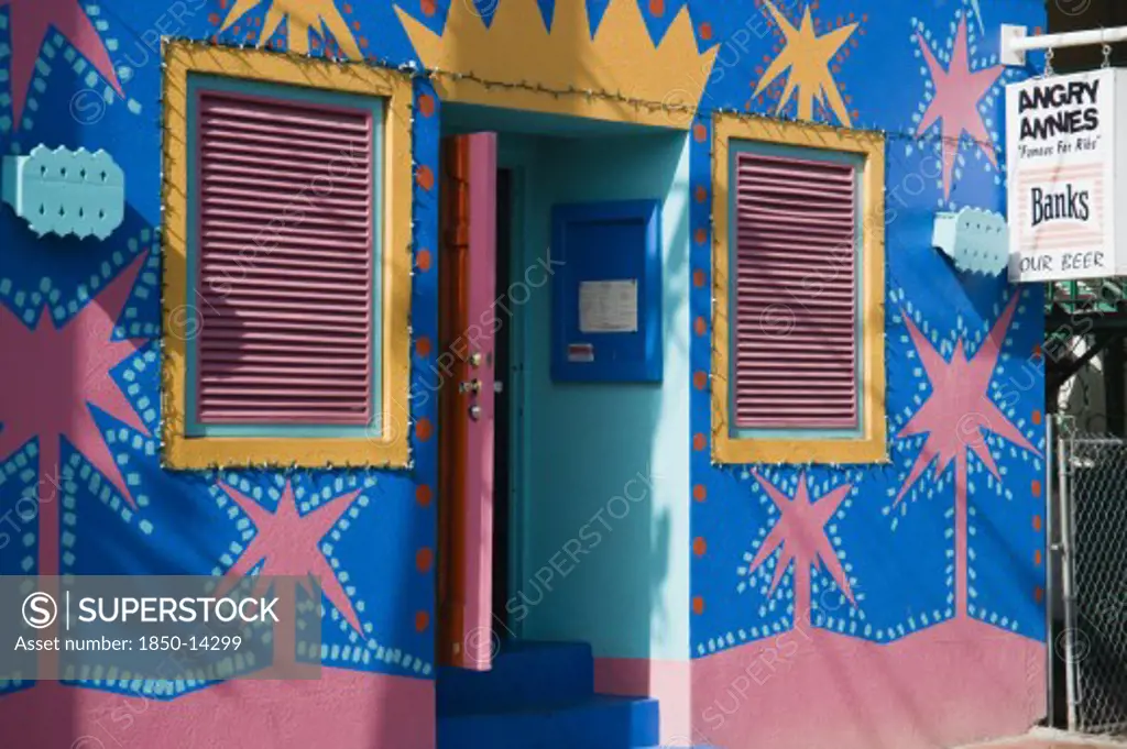 West Indies, Barbados, St James, Angry Annies Brightly Decorated Traditional Barbadian Food Restaurant And Bar In Holetown
