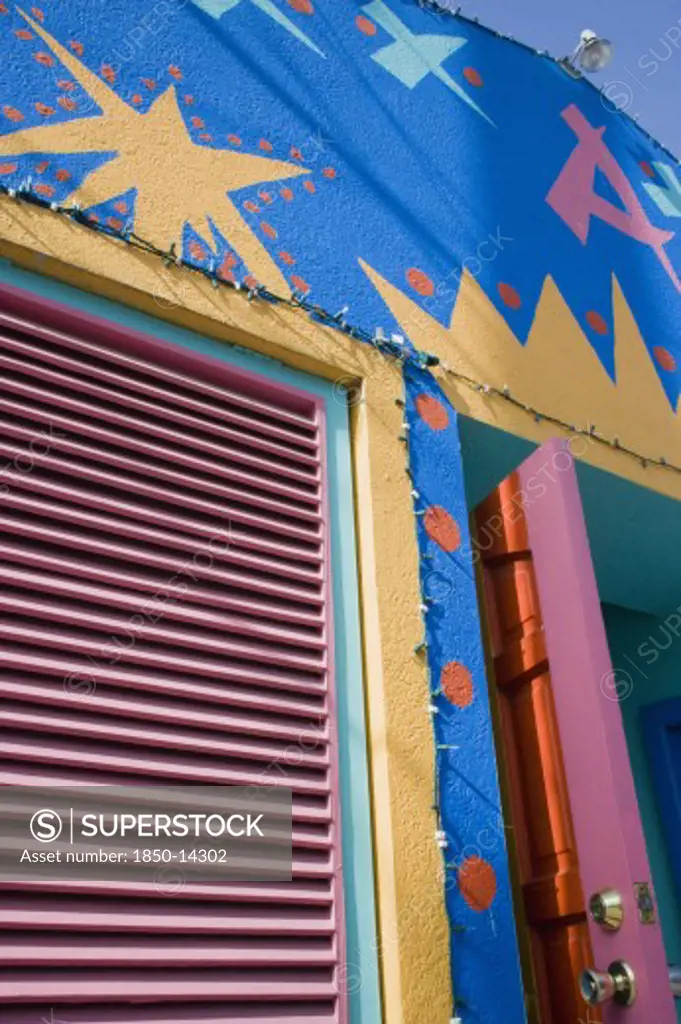 West Indies, Barbados, St James, Angry Annies Brightly Decorated Traditional Barbadian Food Restaurant And Bar In Holetown