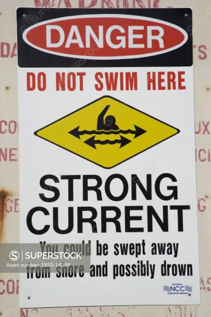 West Indies, Barbados, St Andrew, Warning Sign Of Strong Currents Off The Coast At Barclays Park