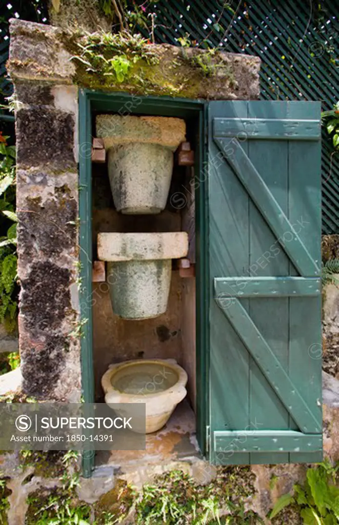 West Indies, Barbados, St George, Francia Plantation House Traditional Water Filtration System Through Different Thickness Coral Containers Which Reflects The Natural Water Filtration System Of The Island