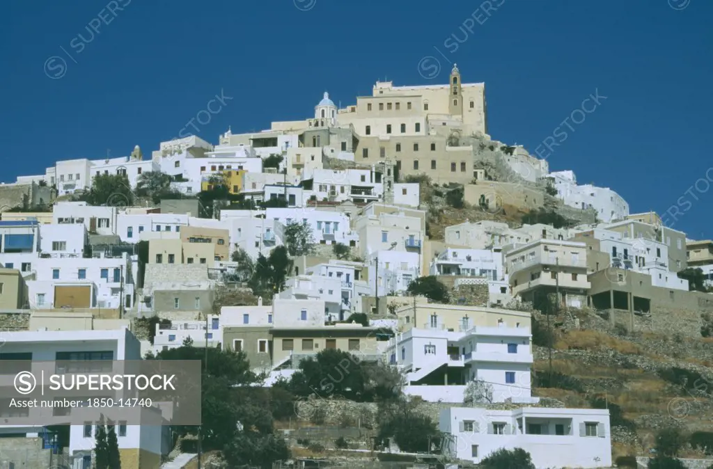 Greece, Cyclades Islands, Syros, Ermoupolis. Mountain City Of The Ano Sypros Catholic Quater.
