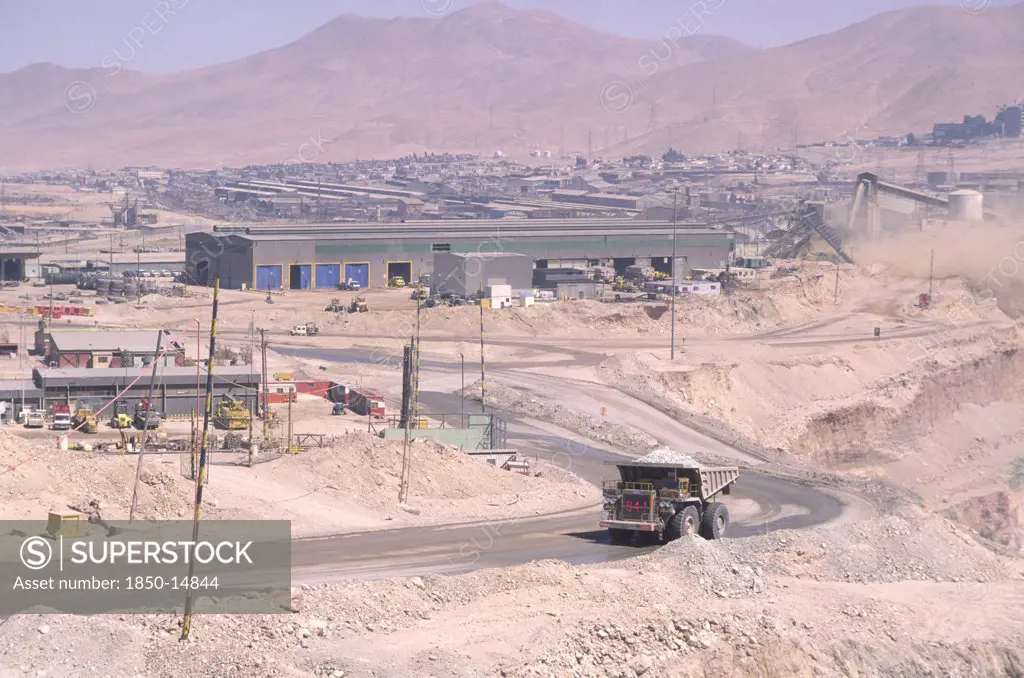 Chile, Antofagasta, Chuquicamata, 'A Truck Leaving The Copper Mine, The Road Leading Away From The Industrial Landscape.'