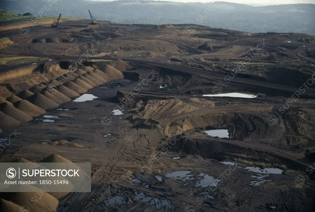 Gabon, Moanda, Aerial View Over Manganese Mine And Devastated Landscape.