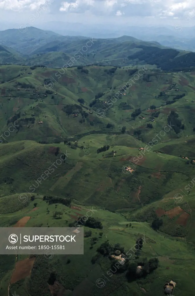 Rwanda, Landscape, Agricultural Landscape With Scattered Huts And Small Holdings.