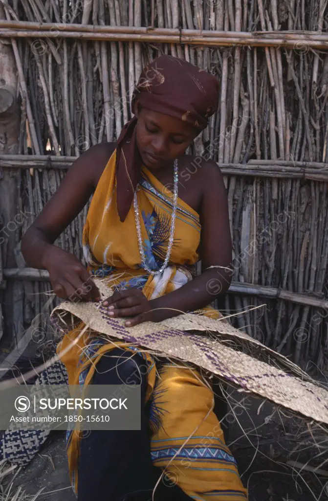 Somalia, General, Woman Making Woven Mat.