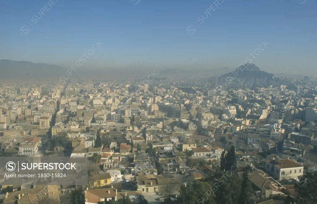 Greece, Central, Athens, Cityscape And Smog.