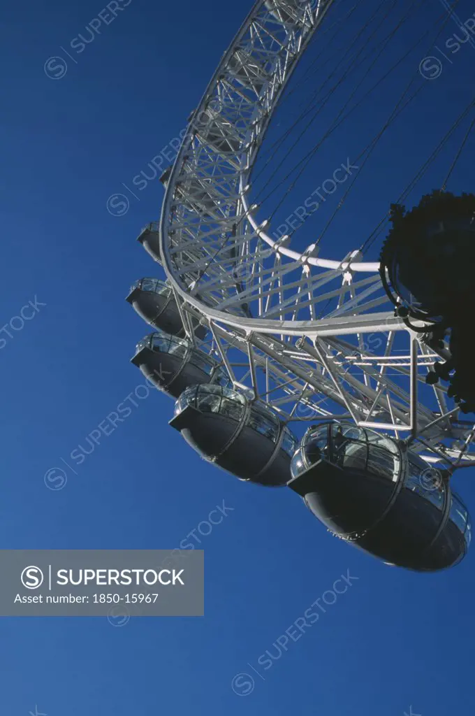 England, London, British Airways London Eye. View Of The Capsukes Decending At The End Of The Ride.