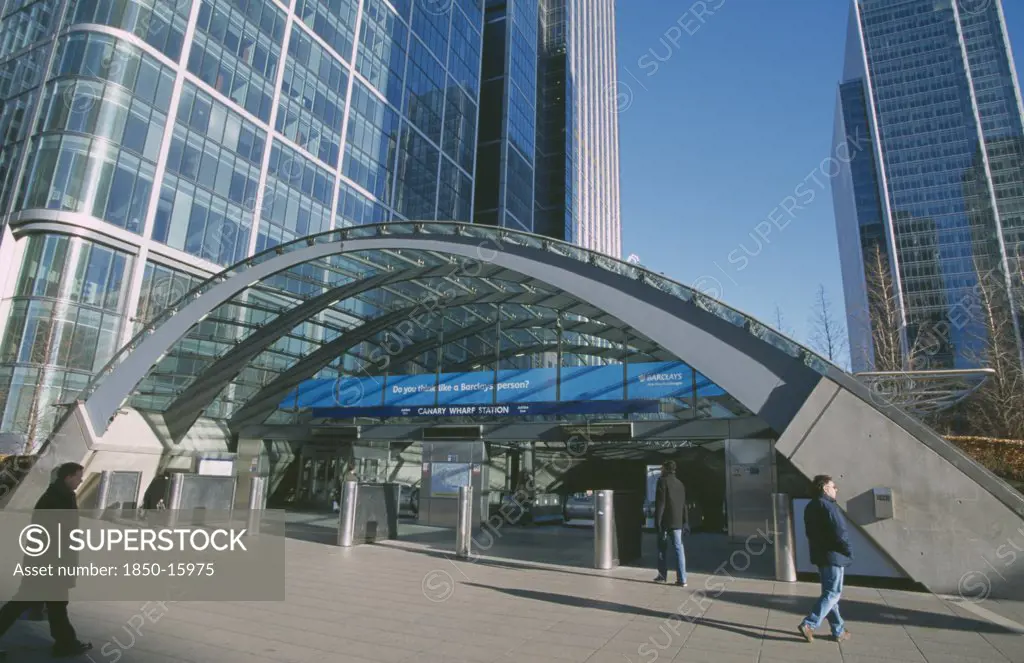 England, London, Canary Wharf Underground Station Entrance.