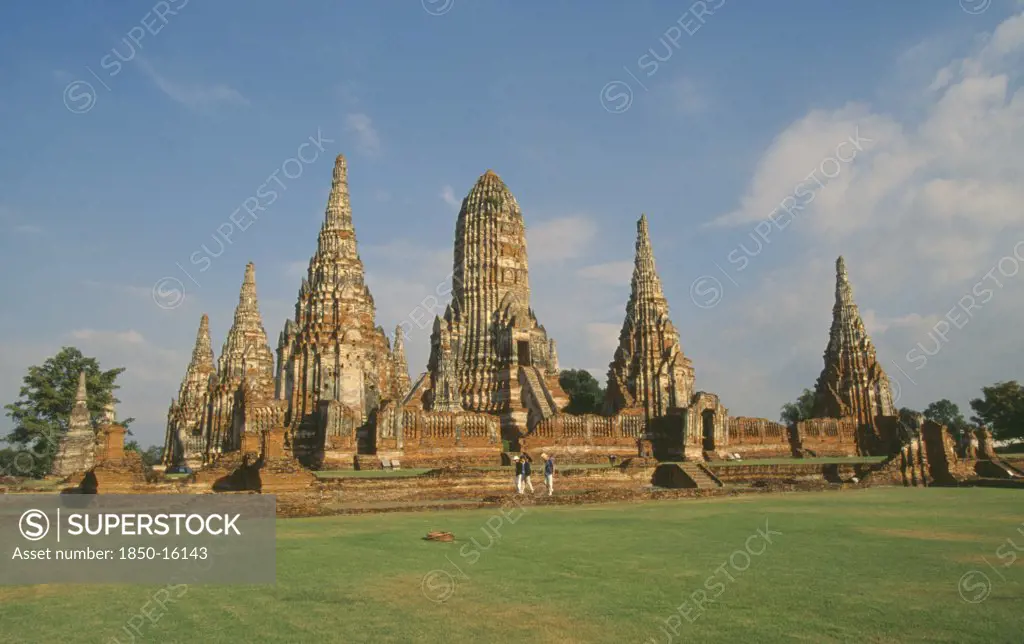 Thailand, Ayuthaya, 'General View Of The Old City Ruins, Scattered Among Grassy Fields. '