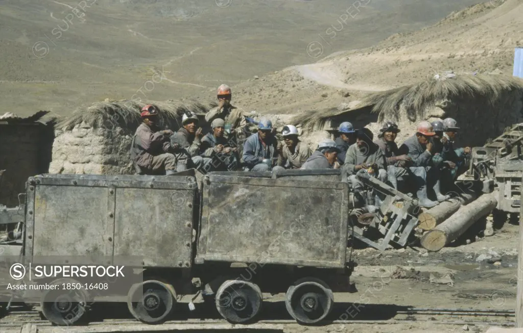 Bolivia, Potosi, Cerro Rico, Miners Chewing Coca Leaves Before A Shift At Candelaria Mine.
