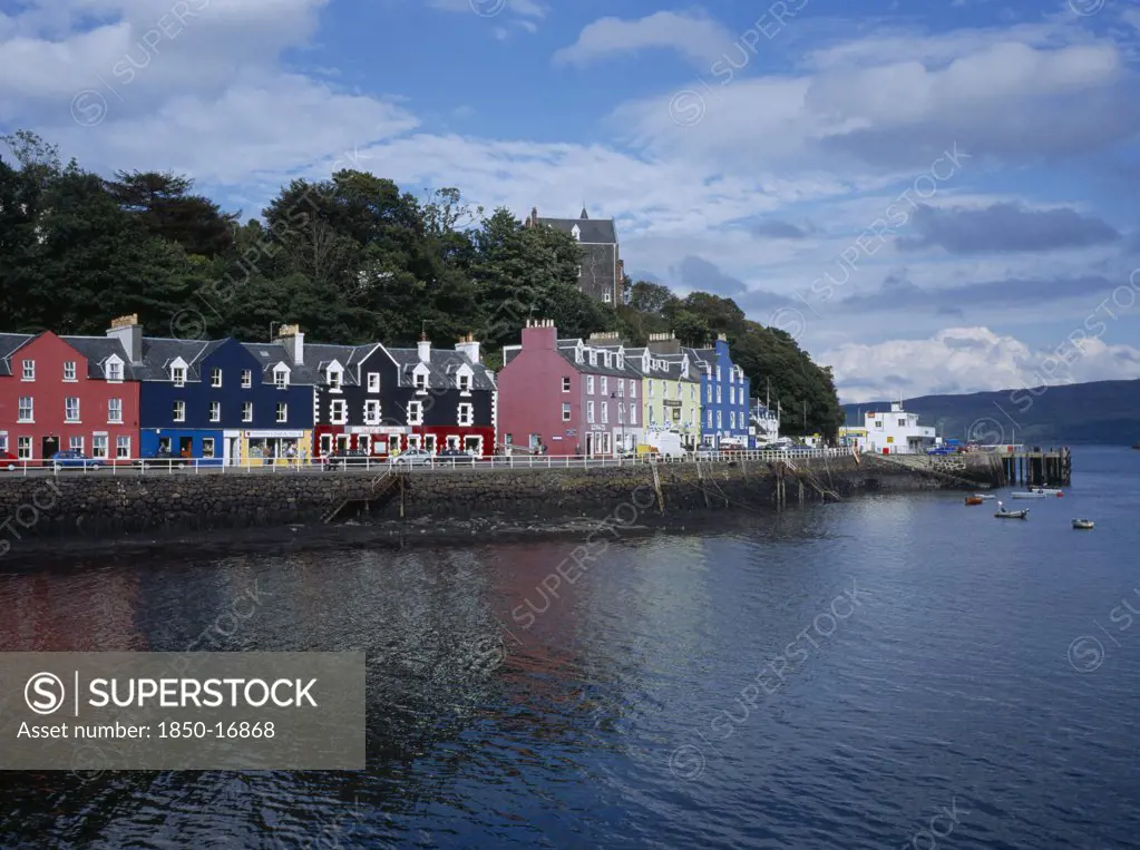Scotland, Strathclyde, Isle Of Mull, 'Tobermory. Different Coloured Buildings With Shops, '