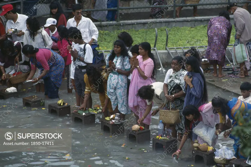 Mauritius, People, 'Crowds With Offerings Of Incense, Fruit And Flowers At The Grand Bassin Lake During The Maha Shivaratree Festival In Honour Of The Hindu God Siva.'
