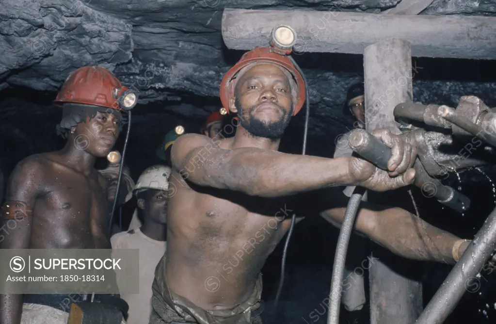 South Africa, Industry, Gold Miners Working Underground.