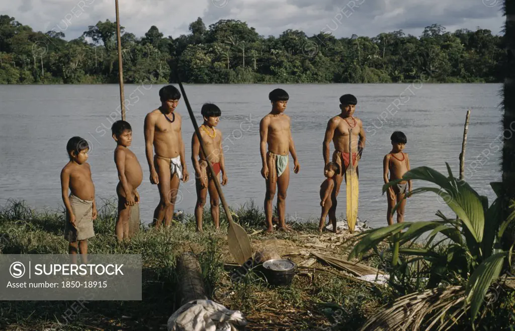 Colombia, Choco Region, Noanama Tribe, 'Male Members Of A Family From Saija, Another Noanama Community, South Of The Lower Rio San Juan'
