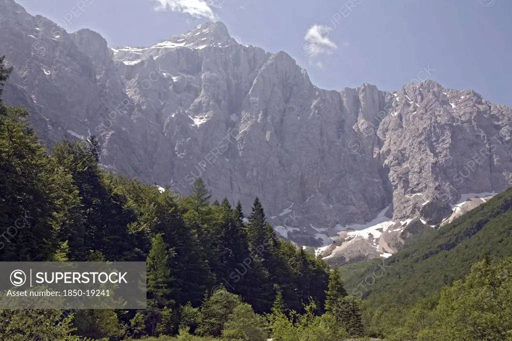 Slovenia , Triglav National Park, Julian Mountain, The North Face Of Mount Triglav At The End Of Vrata Valley The Longest Valley In Slovenia And The Source Of The Bristica River