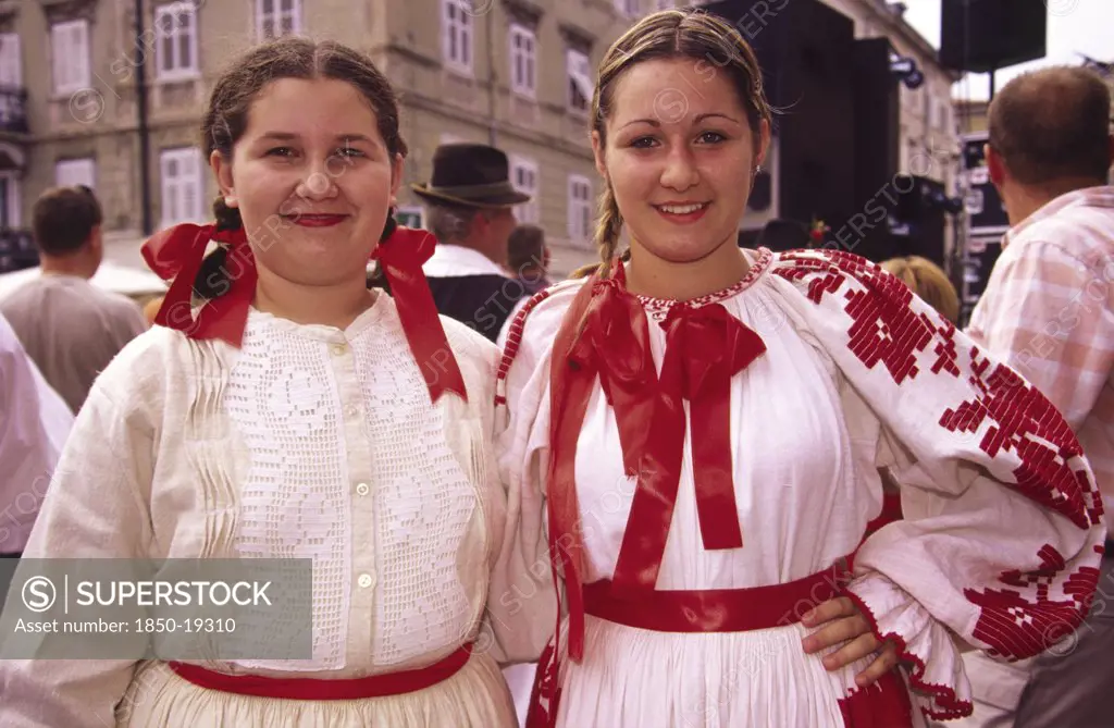 Croatia, Kvarner, Rijeka, 'Habsburg Jubilee, Girls In Traditional Costume. The Streets Are A Riot Of Colour As The City Celebrates Its Habsburg Heritage'