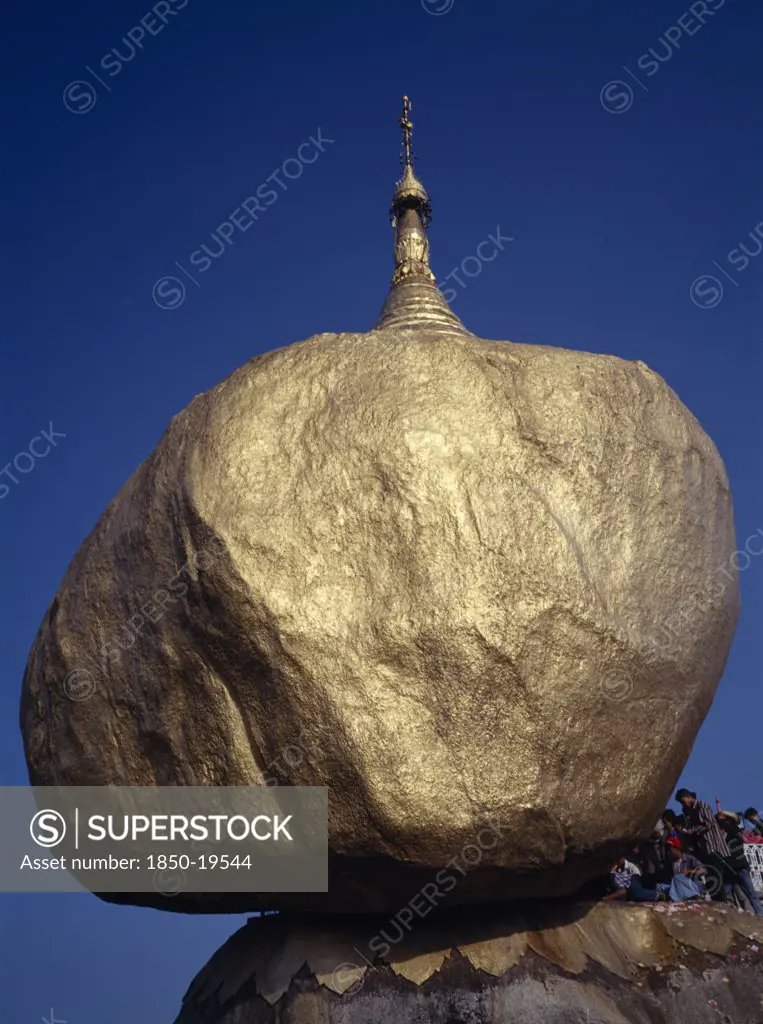 Myanmar, Pegu, Kyaiktiyo Pagoda, 'Worshippers At The Golden Rock Pagoda, Historical Buddhist Pilgrimage Site'
