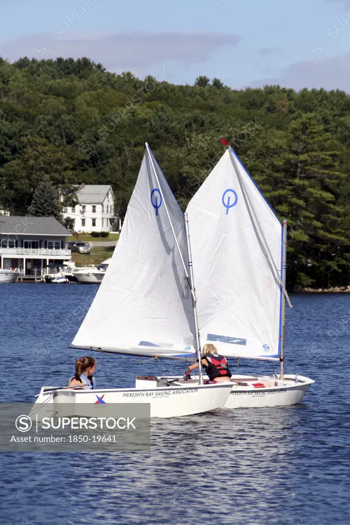 Usa, New Hampshire, Meredith , Sailing Dingies On Lake Winnipesaukee
