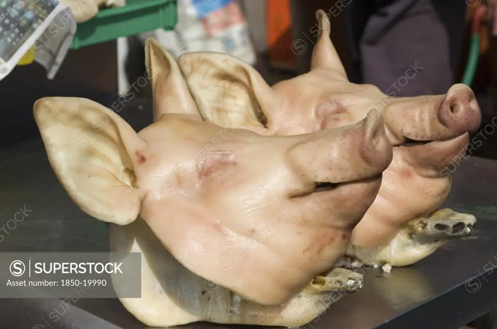 South Korea, Yeongnam, Busan, Pig'S Head On Sale At Jagalchi Market