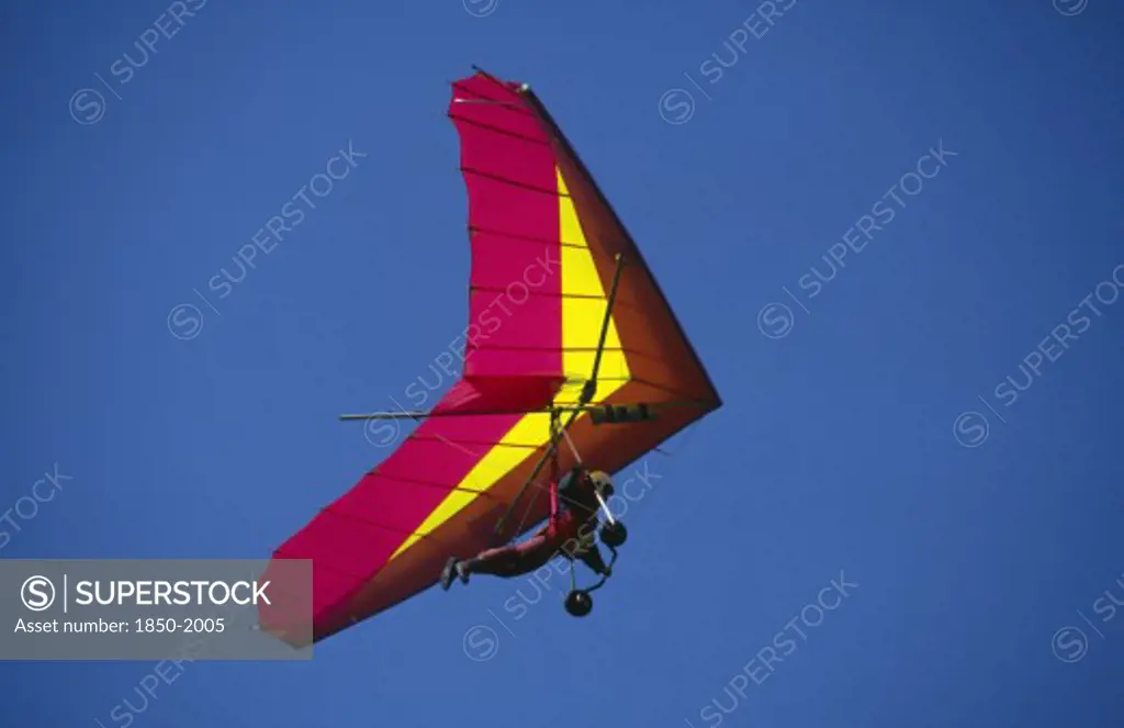 Sport, Air, Gliding, View Looking Up At Hang Glider In The Sky.