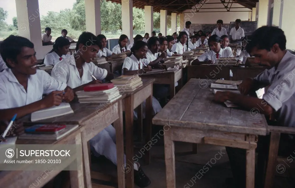 Sri Lanka, Education, Teacher And Pupils In Classroom Of Rural School.