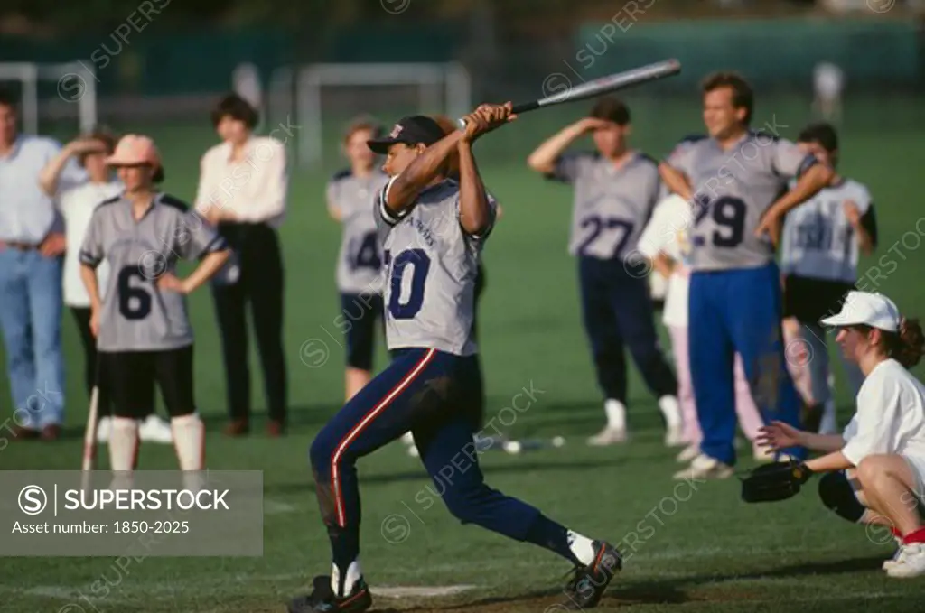 Sport, Ball Games, Softball, British Airways Team Playing In The World Corporate Games In London 1992.