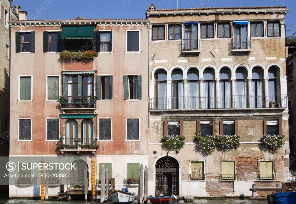 Italy, Veneto, Venice, Houses On The Grand Canal