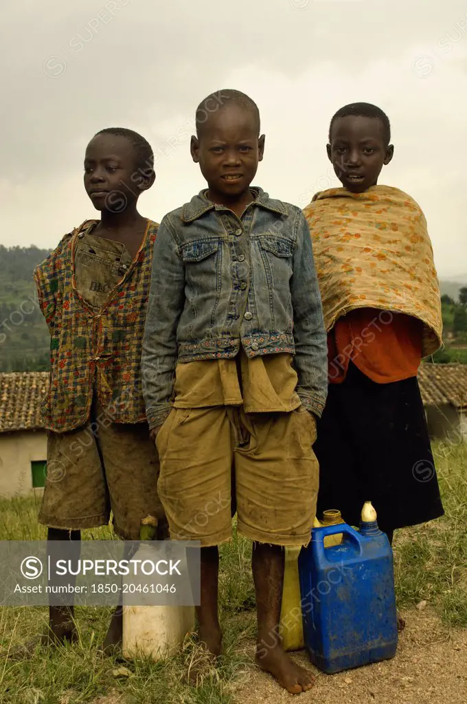 Rwanda, School children fetching water.