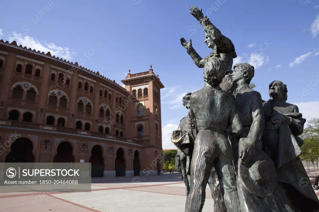 Spain, Madrid, Statue of a matador at the Plaza de Toros de las Ventas.