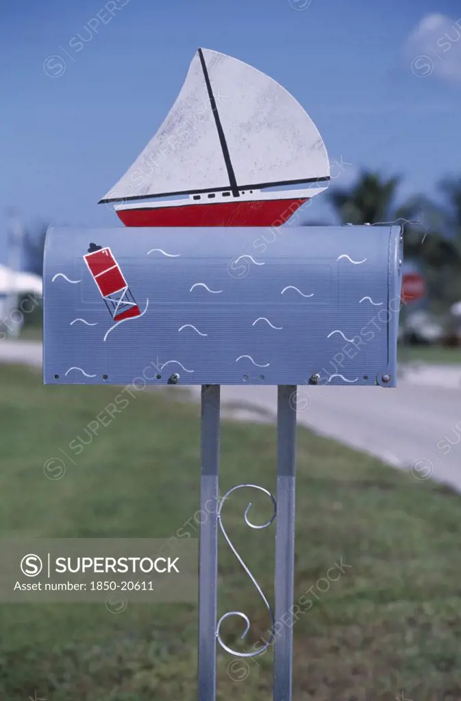 Usa, Florida, Marco Isalnd, Sailing Boat Mailbox