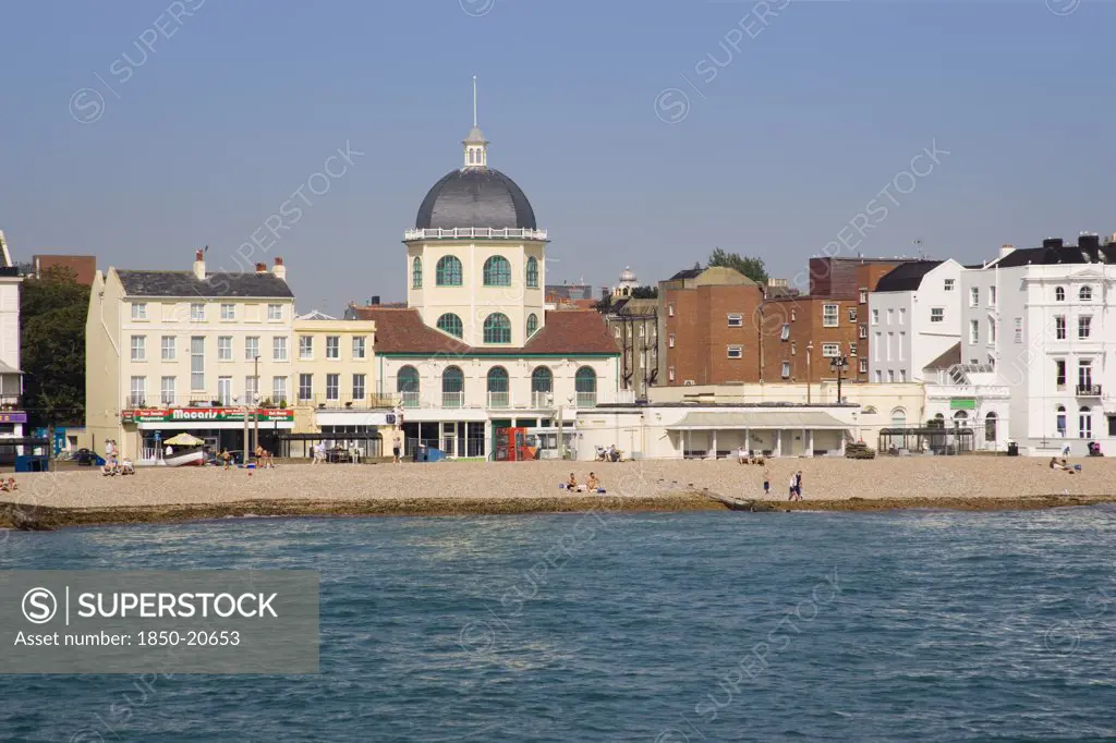 England, West Sussex, Worthing, View From The Pier Across The Sea Towards The Dome Cinema And Marine Parade Cafes