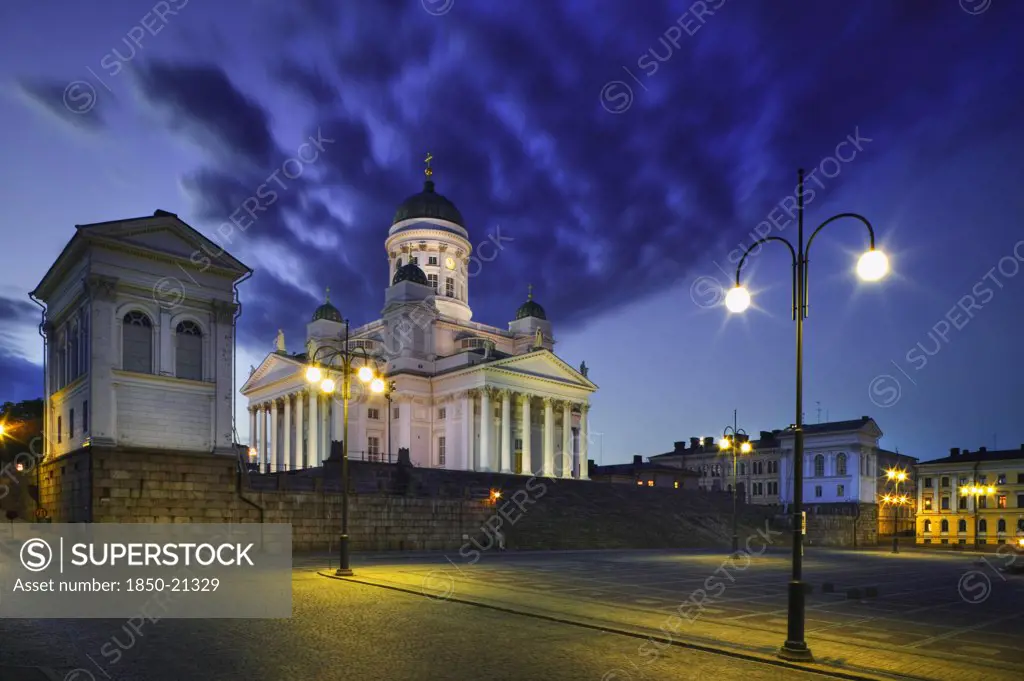 Finland, Helsinki, 'The Tuomiokirkko (Lutheran Cathedral) In Senate Square During The ''White Nights'' Of Mid June. '