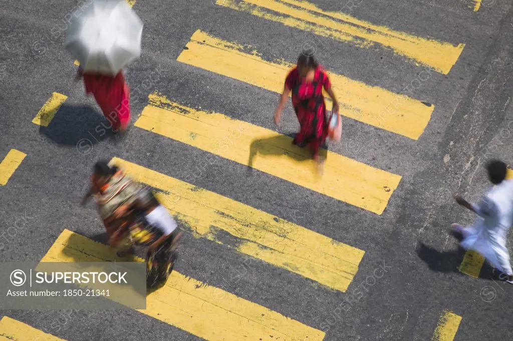 Sri Lanka, Colombo, A Pedestrian Crossing In The City Centre.