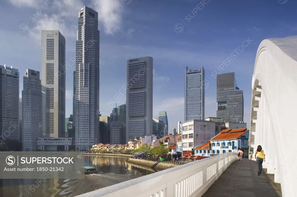 Singapore, Boat Quay, Central Business District (Cbd) From Elgin Bridge.