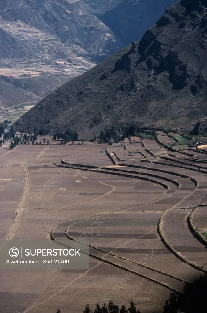 Peru, Cusco, Agriculture, Contour Ploughing And Terraces Near Pisac.