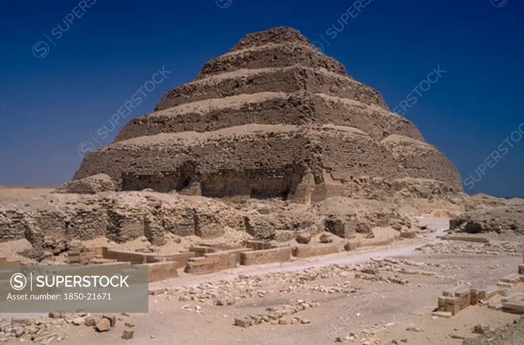 Egypt, Cairo Area, Saqqara, Step Pyramid Of Djoser Built For 3Rd Dynasty King Djoser By Architect And High Priest Imhotep In 27 Bc.