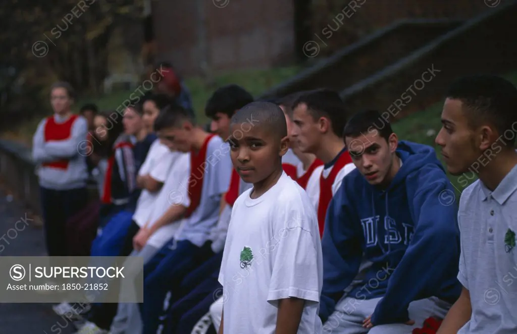 England, London, Mixed Race Pe Class Pupils From Comprehensive School In St JohnS Wood.