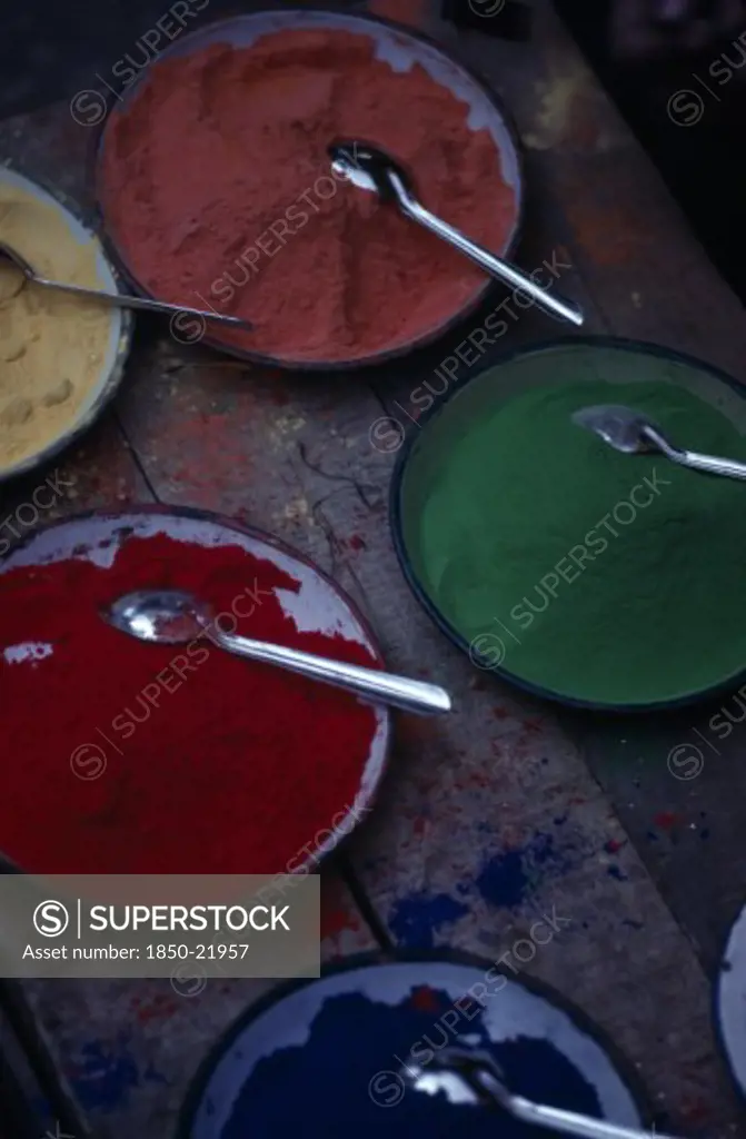 Nepal, Kathmandu, Tika Powder For Sale In Asan Bazaar.