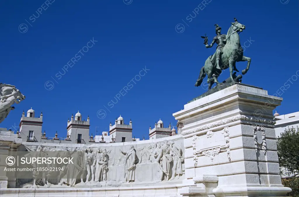 Spain, Andalucia, Cadiz, 'Plaza De Espana, Cadiz Parliament, Monument Dedicated To Cortes Of Cadiz Of 1812.'