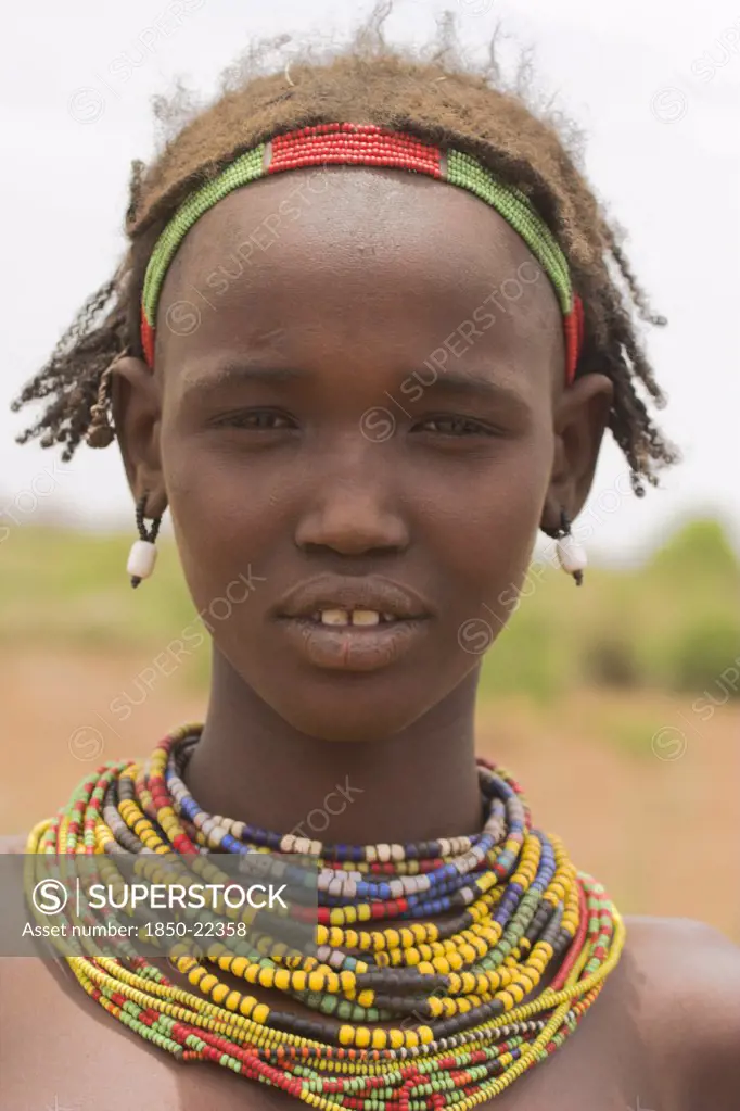 Ethiopia, Lower Omo Valley, Village Near Omorate, Dassanech Girl