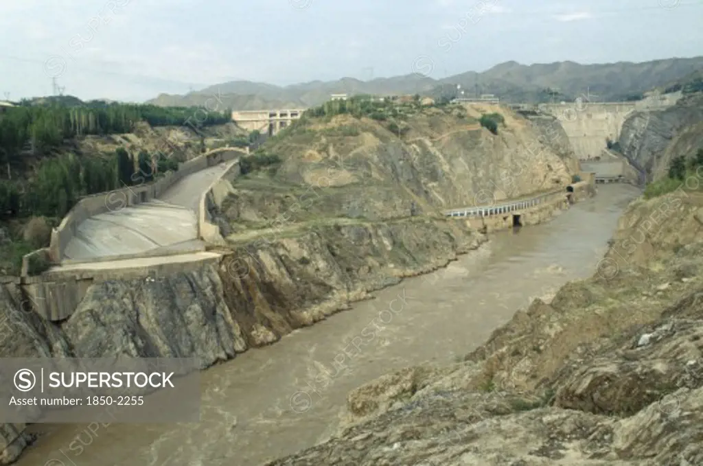 China, Linjiaxia, Gorge And Dam On The Yellow River