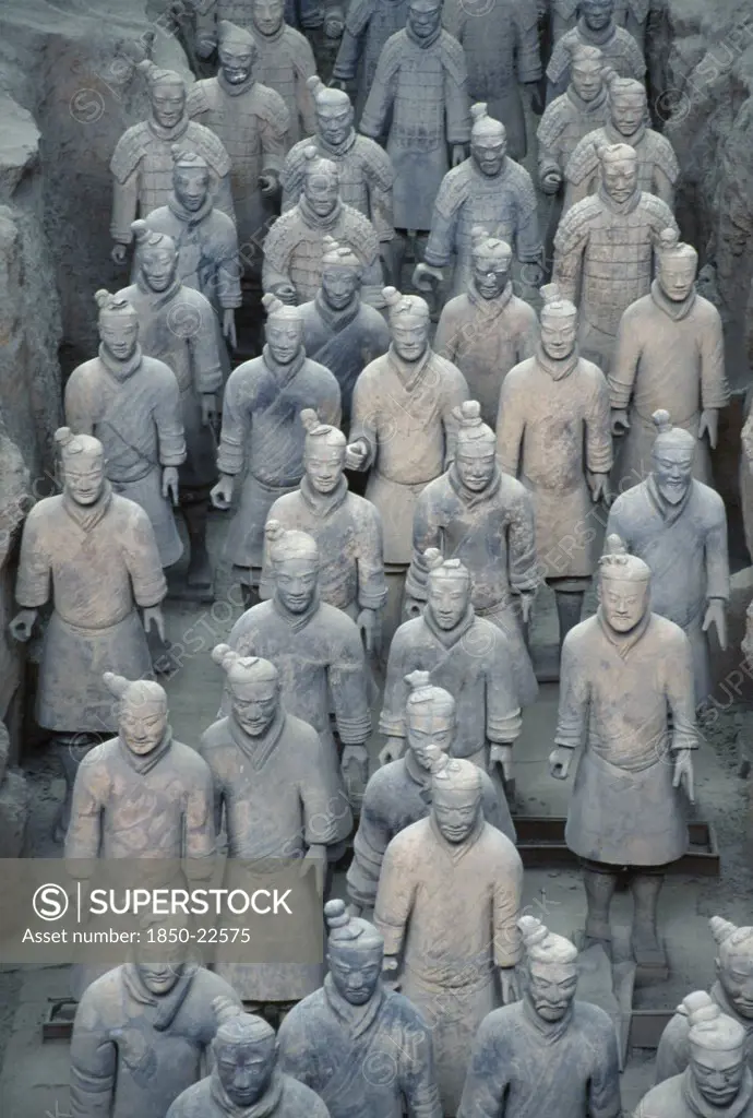 China, Shaanxi, Xian, Soldier Figures From The Terracotta Army Created To Guard The Tomb Of Emperor Shi Huangdi And Dating From The 3Rd Century B.C.
